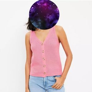 LOFT Pink Button-Front Tank Top